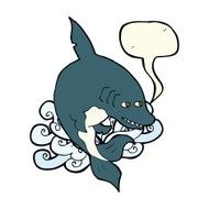 funny cartoon shark with speech bubble N24