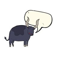 cartoon ox with speech bubble N5