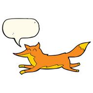 cartoon running fox with speech bubble N4