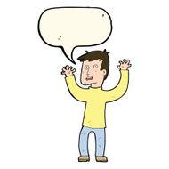 cartoon terrified man with speech bubble N142