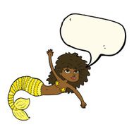 cartoon pretty mermaid with speech bubble N28