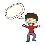 cartoon grinning boy with speech bubble N7