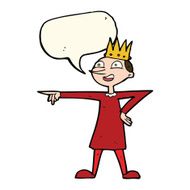 cartoon pointing prince with speech bubble N6