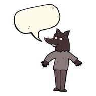 cartoon happy werewolf with speech bubble N4