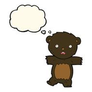 cartoon shocked black bear cub with speech bubble N4