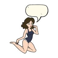 cartoon woman in lingerie with speech bubble N38