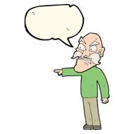 cartoon furious old man with speech bubble N7