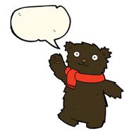 cartoon teddy bear wearing scarf with speech bubble N8