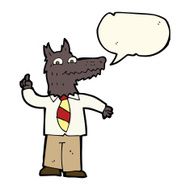 cartoon business wolf with idea speech bubble N4