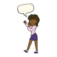 cartoon happy businesswoman with speech bubble N8