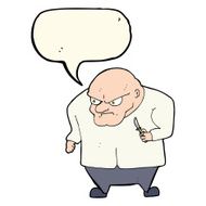 cartoon evil man with speech bubble N7