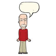 cartoon dad shrugging shoulders with speech bubble N7