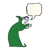 cartoon spooky vampire with speech bubble N7