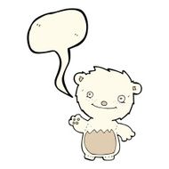 cartoon waving polar bear cub with speech bubble N33