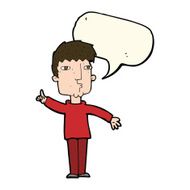 cartoon man raising point with speech bubble N4