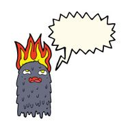 burning cartoon ghost with speech bubble N3
