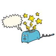 cartoon sparking toaster with speech bubble N4