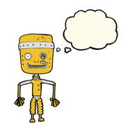 cartoon old robot with speech bubble N7
