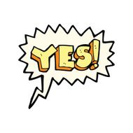 cartoon yes symbol with speech bubble N3