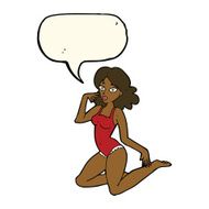 cartoon woman in lingerie with speech bubble N39