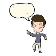 cartoon happy man pointing with speech bubble N45