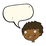 cartoon laughing boy with speech bubble N8