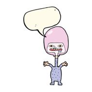 cartoon space alien with speech bubble N15