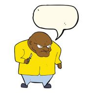 cartoon evil man with speech bubble N8