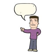 cartoon man pointing with speech bubble N136