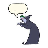 cartoon spooky vampire with speech bubble N8
