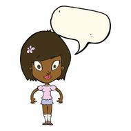 cartoon pretty woman with speech bubble N193