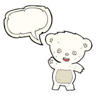 cartoon waving polar bear with speech bubble N44