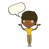 cartoon woman holding arms in air with speech bubble N8