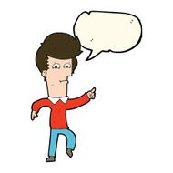 cartoon man pointing with speech bubble N137