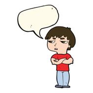 cartoon annoyed boy with speech bubble N28