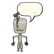 cartoon malfunctioning robot with speech bubble N4