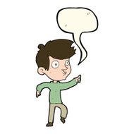 cartoon pointing boy with speech bubble N21