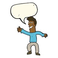 cartoon happy man dancing with speech bubble N31