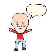 cartoon panicking old man with speech bubble N6