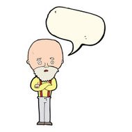 cartoon worried old man with speech bubble N15