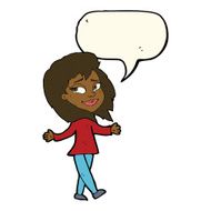 stress free woman cartoon with speech bubble N8