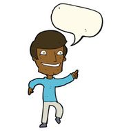 cartoon happy man pointing with speech bubble N46
