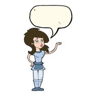 cartoon pretty waitress with speech bubble N6
