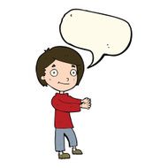 Cartoon happy boy with speech bubble N164