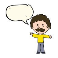 cartoon boy with mustache speech bubble N7