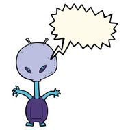 cartoon space alien with speech bubble N16