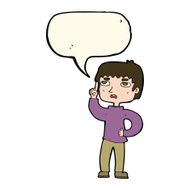 cartoon boy with question speech bubble N13
