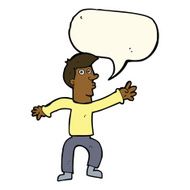 cartoon reaching man with speech bubble N8