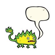 cartoon little fire demon with speech bubble N14
