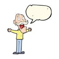 cartoon stressed old man with speech bubble N11